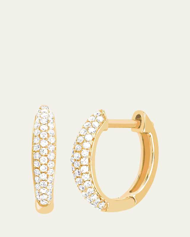 14K Yellow Gold Diamond Dome Mini Huggie Earrings